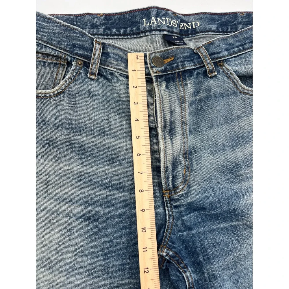 Lands End Traditional Fit Mens Jeans 38x30 Medium Wash Straight Leg Denim